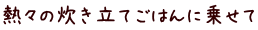 熱々の炊き立てごはんに乗せて