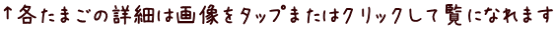 ↑各たまごの詳細は画像をタップまたはクリックして覧になれます